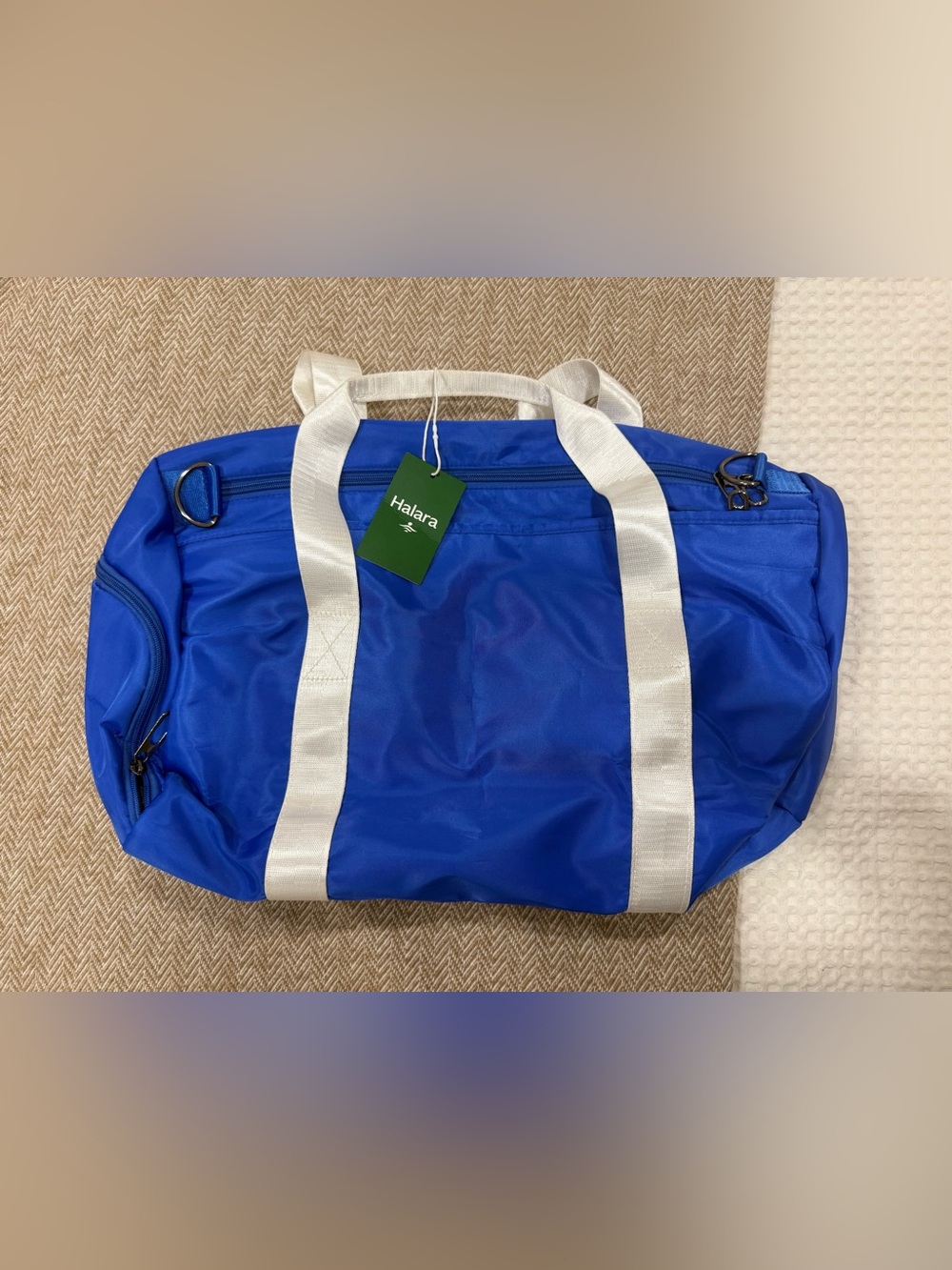 HALARA Royal Blue Duffel Bag with White Straps
